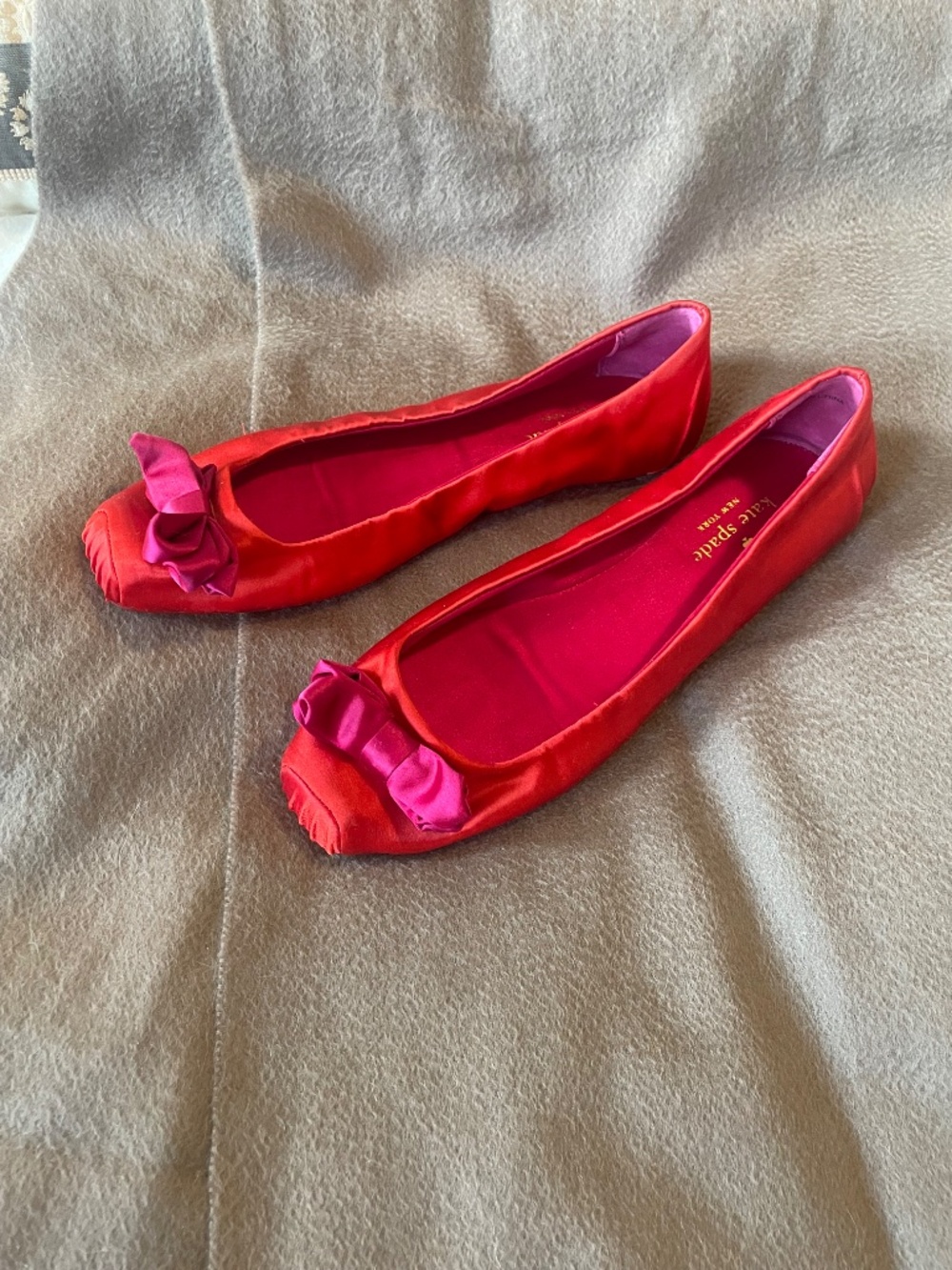 Kate Spade red satin ballet flats - Picture 3 of 8